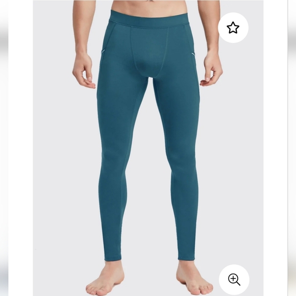 Willit Men's Yoga Or Baselayer Training Pants Teal Size Large Side Pockets - Picture 3 of 8
